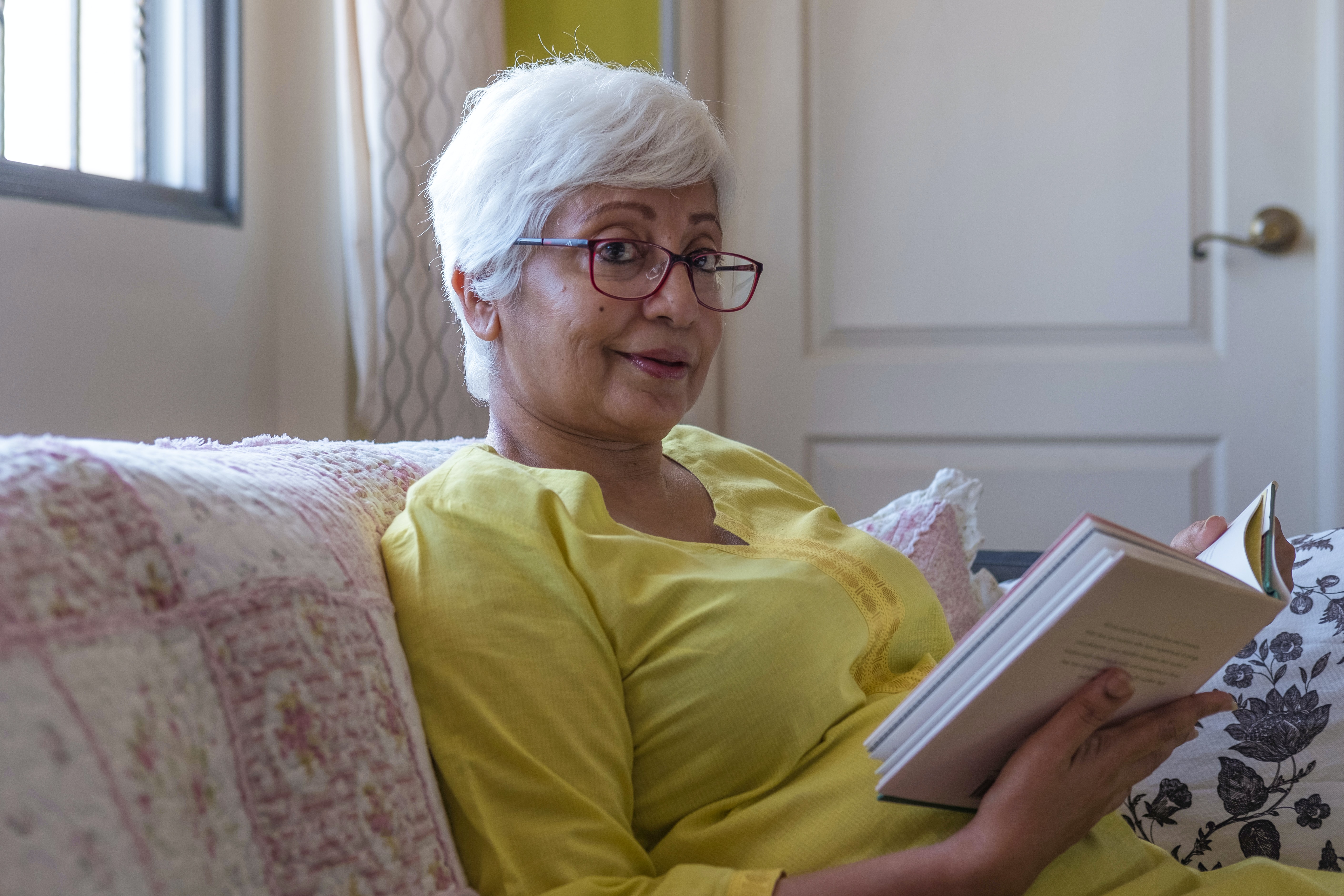 A woman reading.